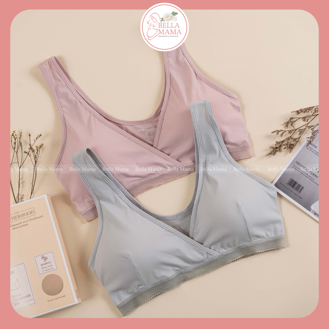 Áo Lót Bầu Cho Con Bú Sợi Tre Kháng Khuẩn (Hàng Việt Nam Cao Cấp), Không Gọng Chống Chảy Xệ Thấm Hút Tốt Bella Mama