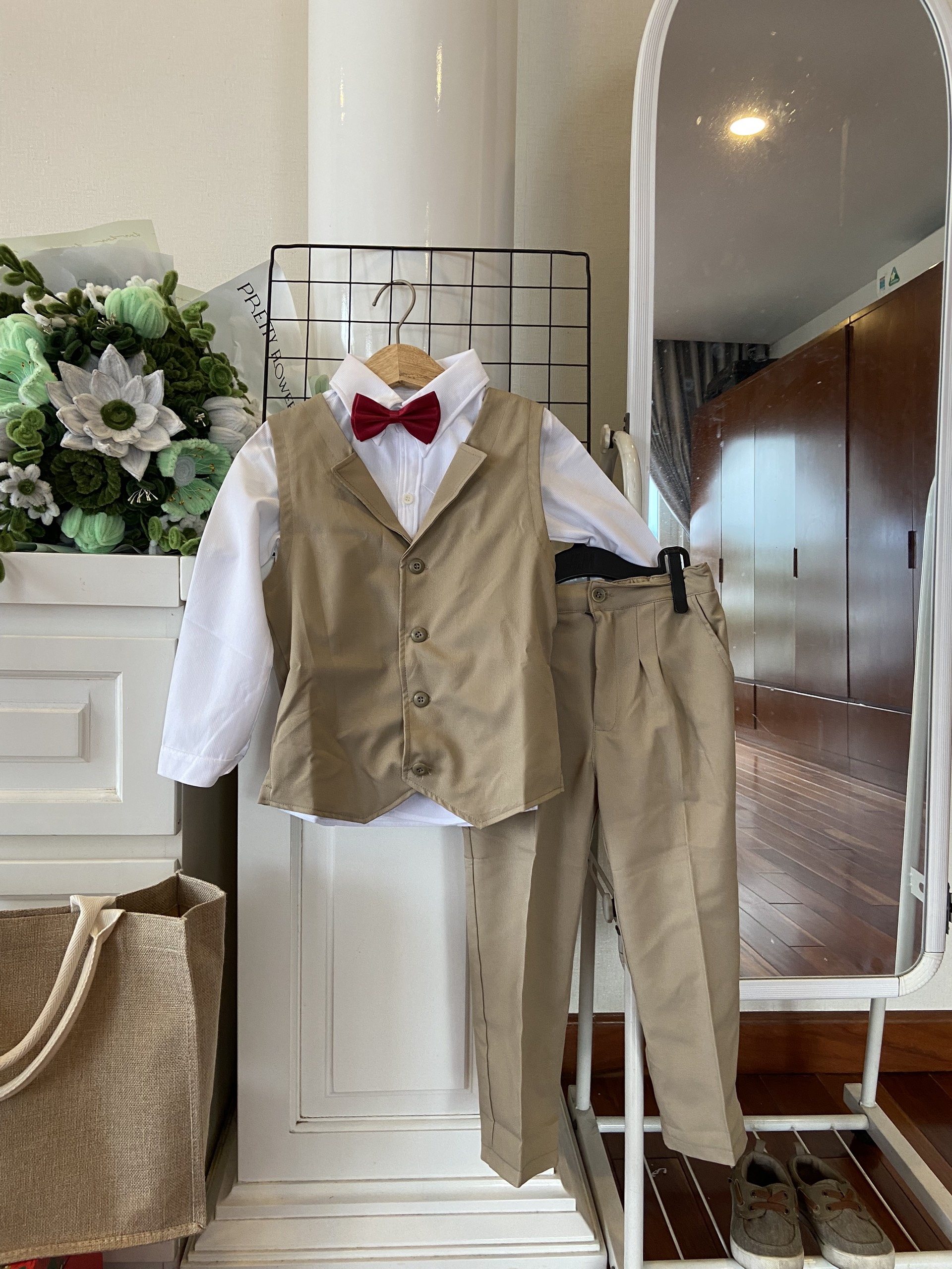 Bộ quần áo ghi lê âu phục bé trai cho bé từ 1 đến 8 tuổi 10 kích cỡ ghile cho bé yêu nhà bạn ra dáng soái ca - 4