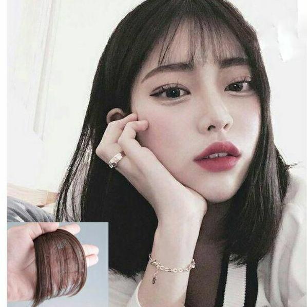 [Nguyen Thuy975798 Store] Tóc Mái thưa giả Có Mai, Có Kẹp (màu Nâu đen) - Rẻ Vô Địch