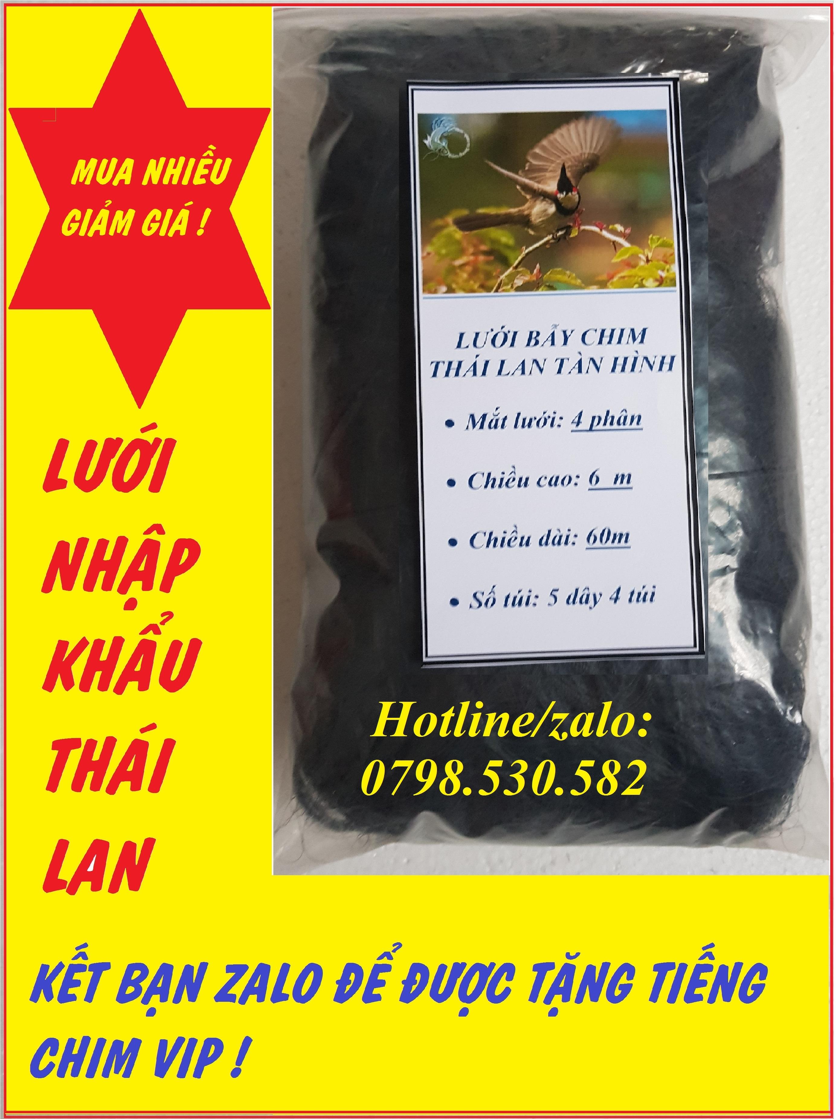 lưới tàn hình 4 phân 60m lưới bẫy chim ri, sắc ô,sẻ.chao chảo.chào mào khuyên mắt 4 phân cao 6m 5 dây 4 túi.sợi lưới 0.15mm