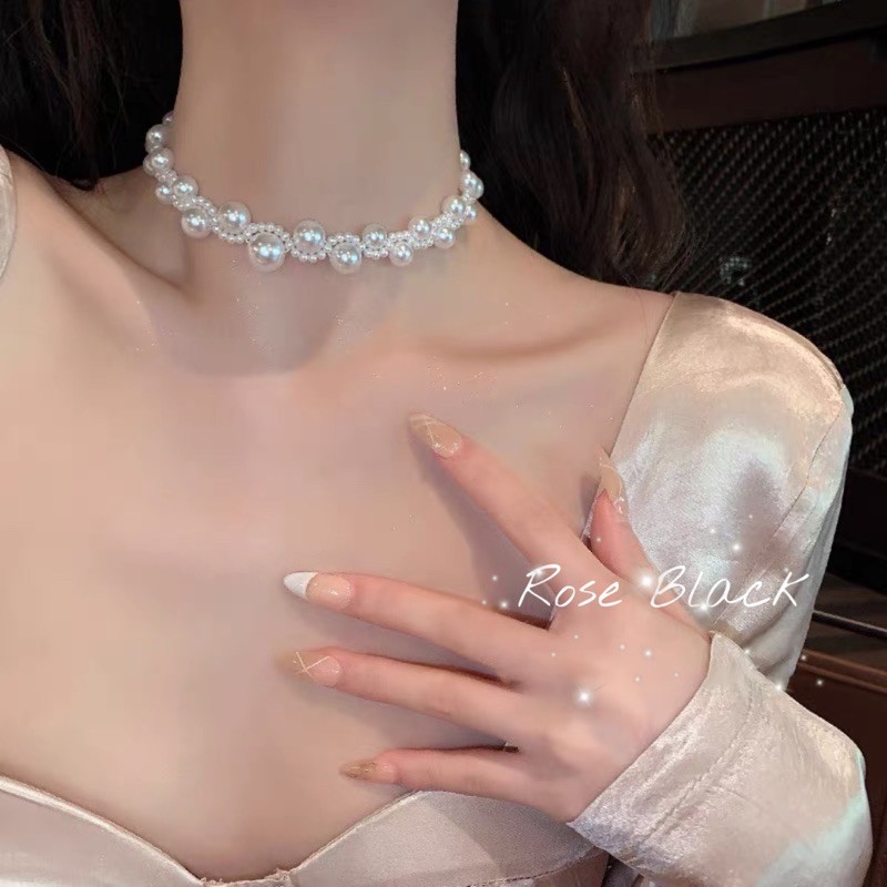 Vòng cổ choker hạt phong cách Hàn Quốc cực xinh