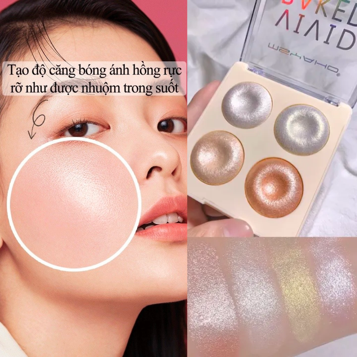 Phấn Phủ Bắt Sáng Bốn Màu Ngọc Trai Phấn Mắt, Má, Trán Có Độ Bóng Cao, Phấn Phủ, Tạo Khối Và Má Hồng Dành Cho Mọi Loại Da