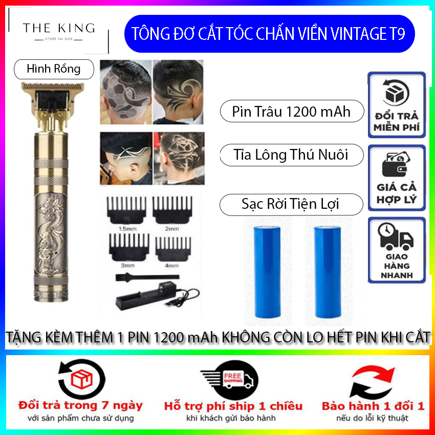 Tông đơ cắt tóc Chắn Viền Vintage T9 Chính Hãng. Bảo Hành 6 Tháng Miễn Phí.