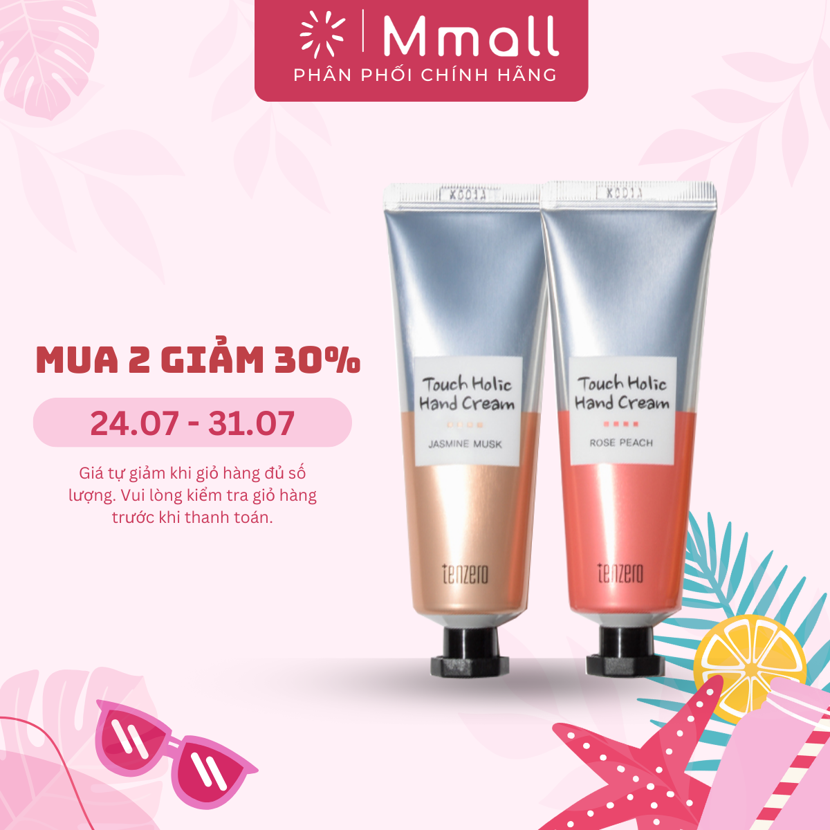 Kem dưỡng da tay Tenzero Touch Hand Cream Hàn Quốc dưỡng da tay trắng mịn dưỡng móng tay dài 50ml