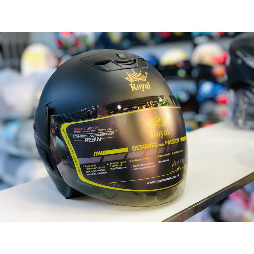   HCM Nón bảo hiểm Royal M01 màu đen  bạc 