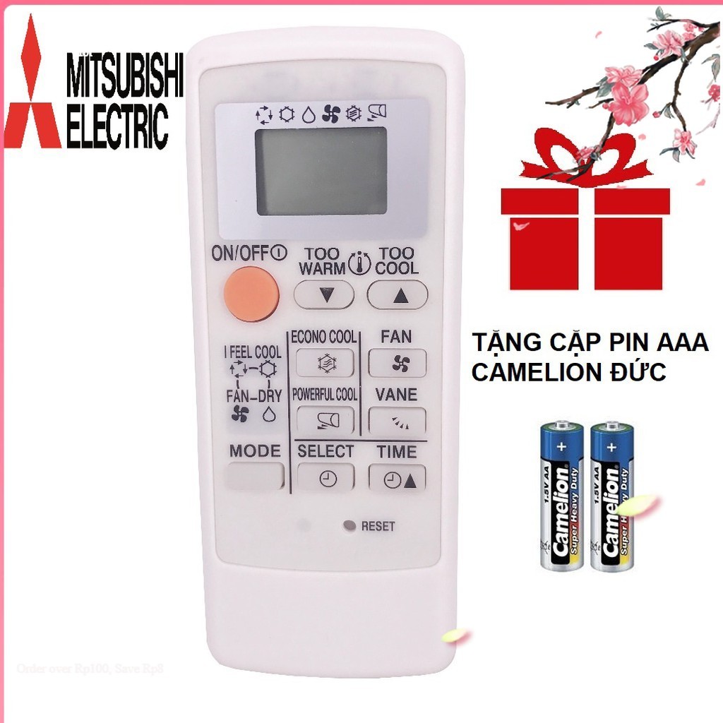 Remote máy lạnh mitsubishi electric inverter mp08b - điều khiển điều hòa mitsubishi electric inverter mp08b