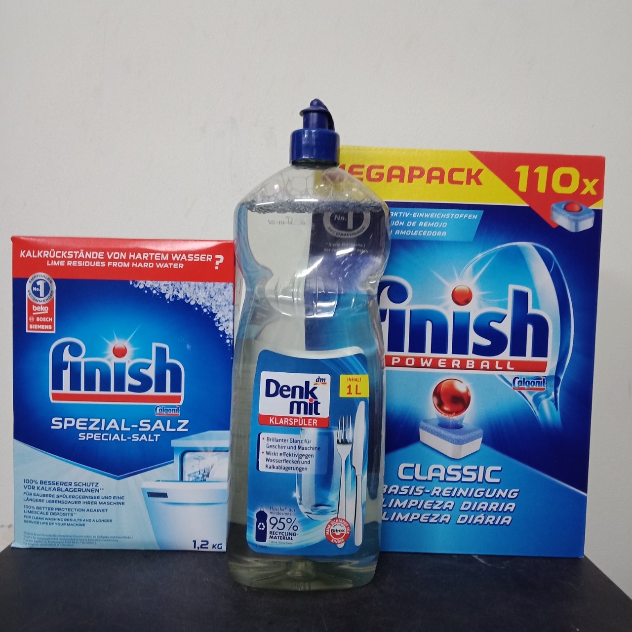 Viên rửa bát Finish classic 110 Viên + Muối rửa chén finish 1.2kg + Nước làm bóng