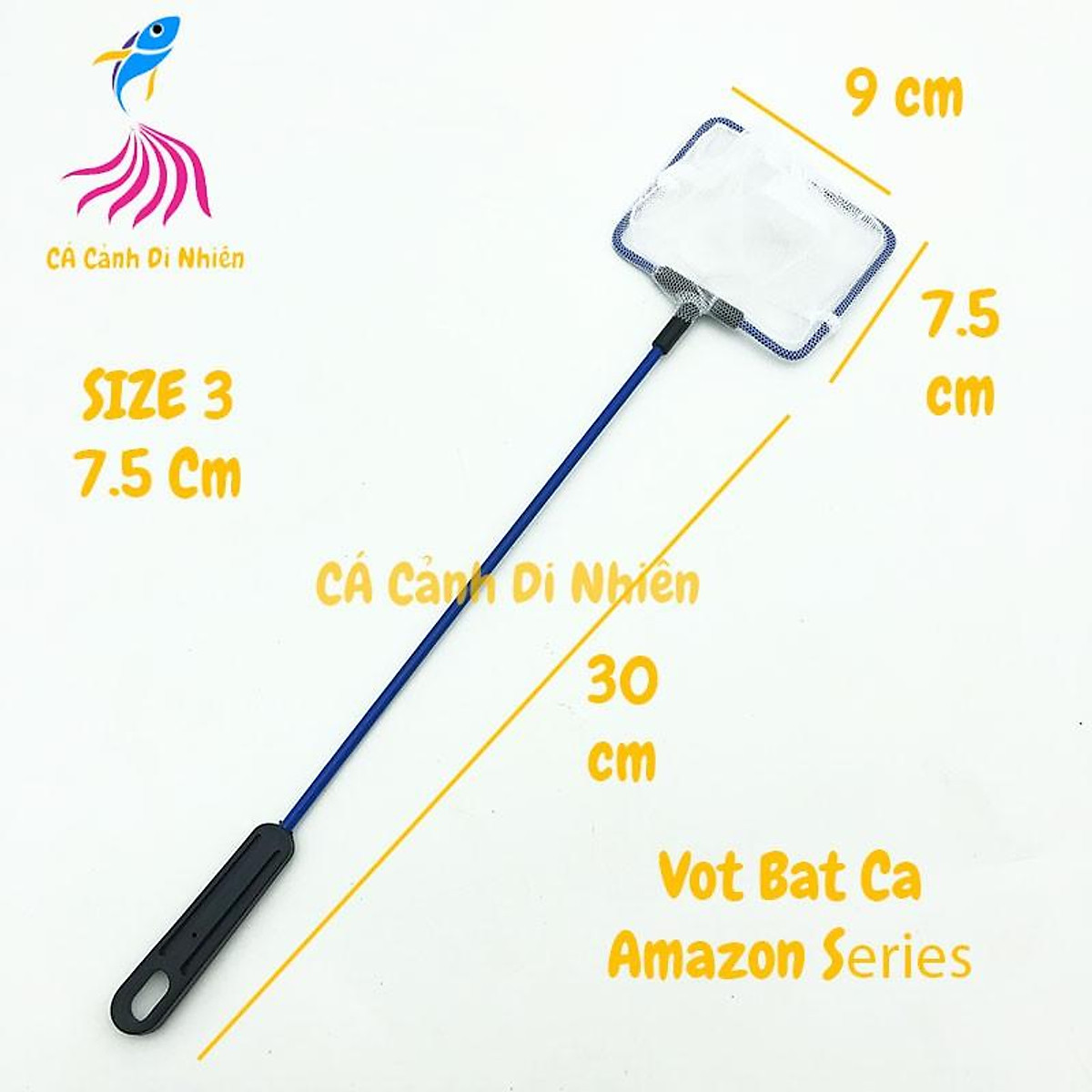 Vợt bắt cá thủy sinh amazon series cán nhựa xanh size 3