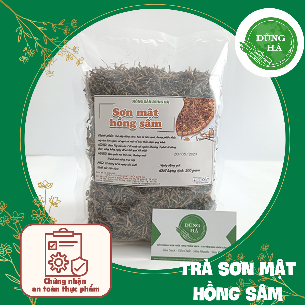 Trà sơn mật hồng sâm thượng hạng gói 500gr