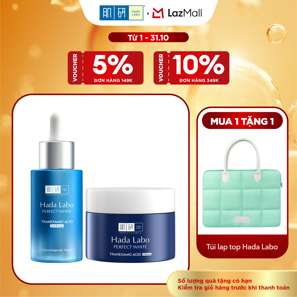 [VB] Bộ đôi dưỡng sáng da tối ưu Hada Labo Perfect White Tranexamic Acid (Serum 30mL + Kem dưỡng 50g)