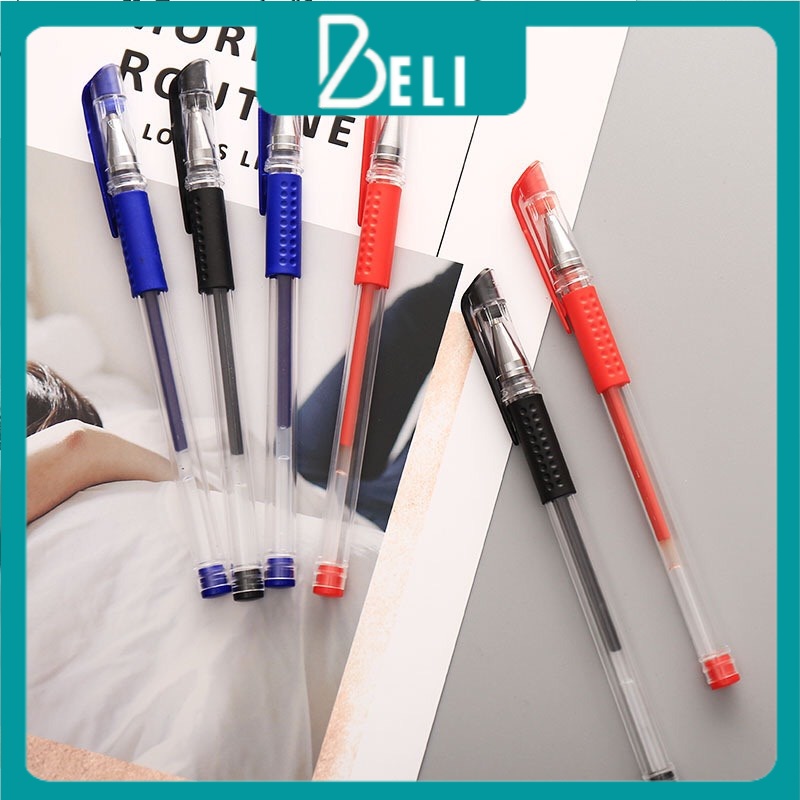 [MUA 2 TẶNG 3] Combo 5 cây bút bi nước BELI 0.5mm mực đậm, đều 3 màu xanh, đỏ, đen