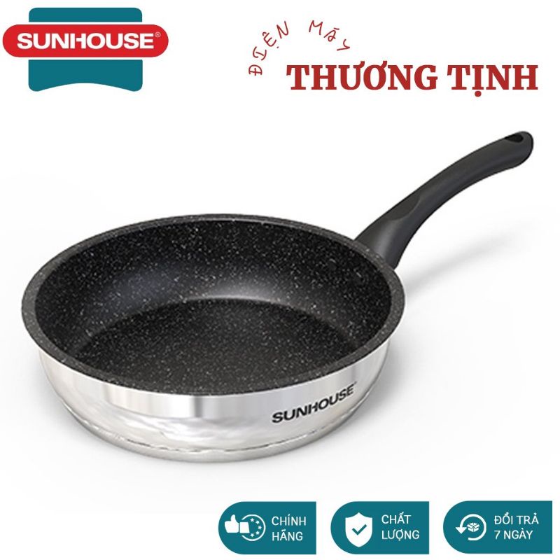Chảo Từ Inox Cao Cấp 5 Đáy Sunhouse In20M4 hàng chính hãng dùng được mọi loại bếp