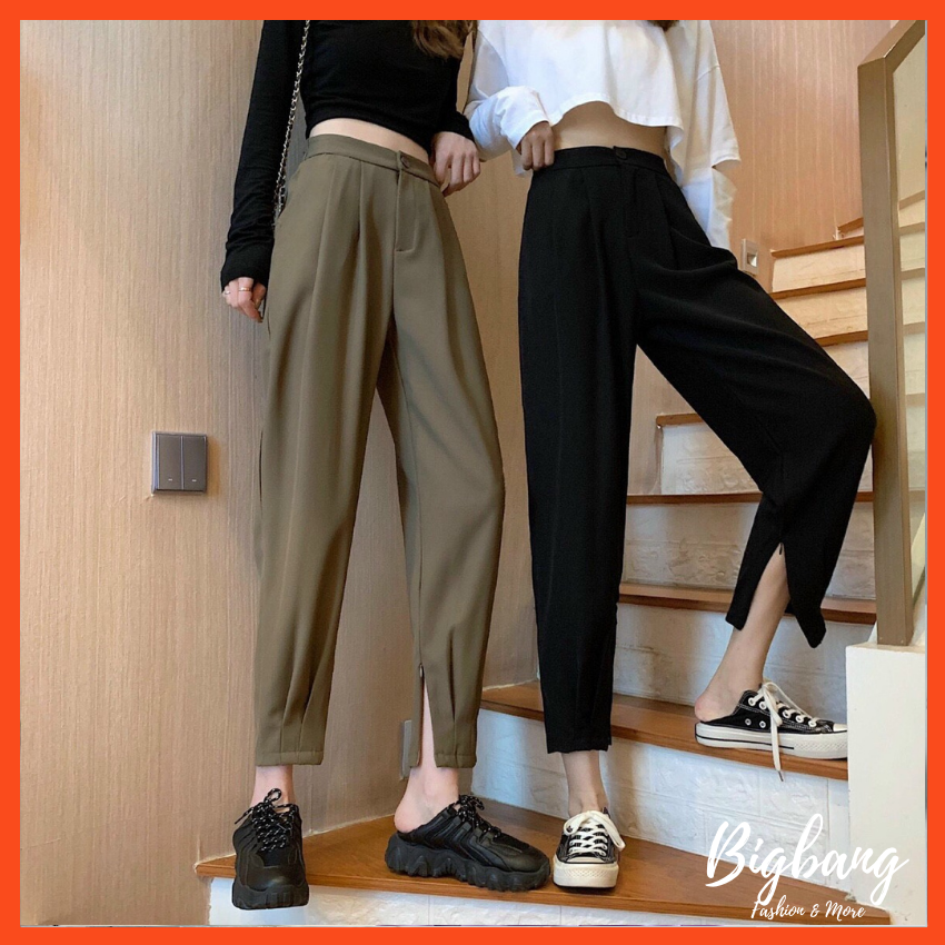 Quần Baggy cạp cao khóa ống siêu hot, quần baggy cạp cao kiểu dáng mới trẻ trung cực đẹp - Bigbang shop