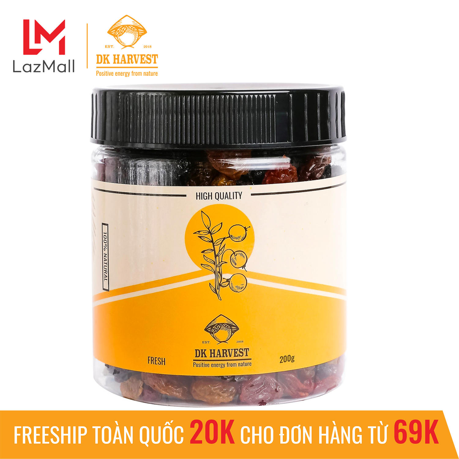 Nho Khô Raisins 3 Màu Không Hạt DK Harvest (Hàng Nhập Khẩu Chile) - 200g