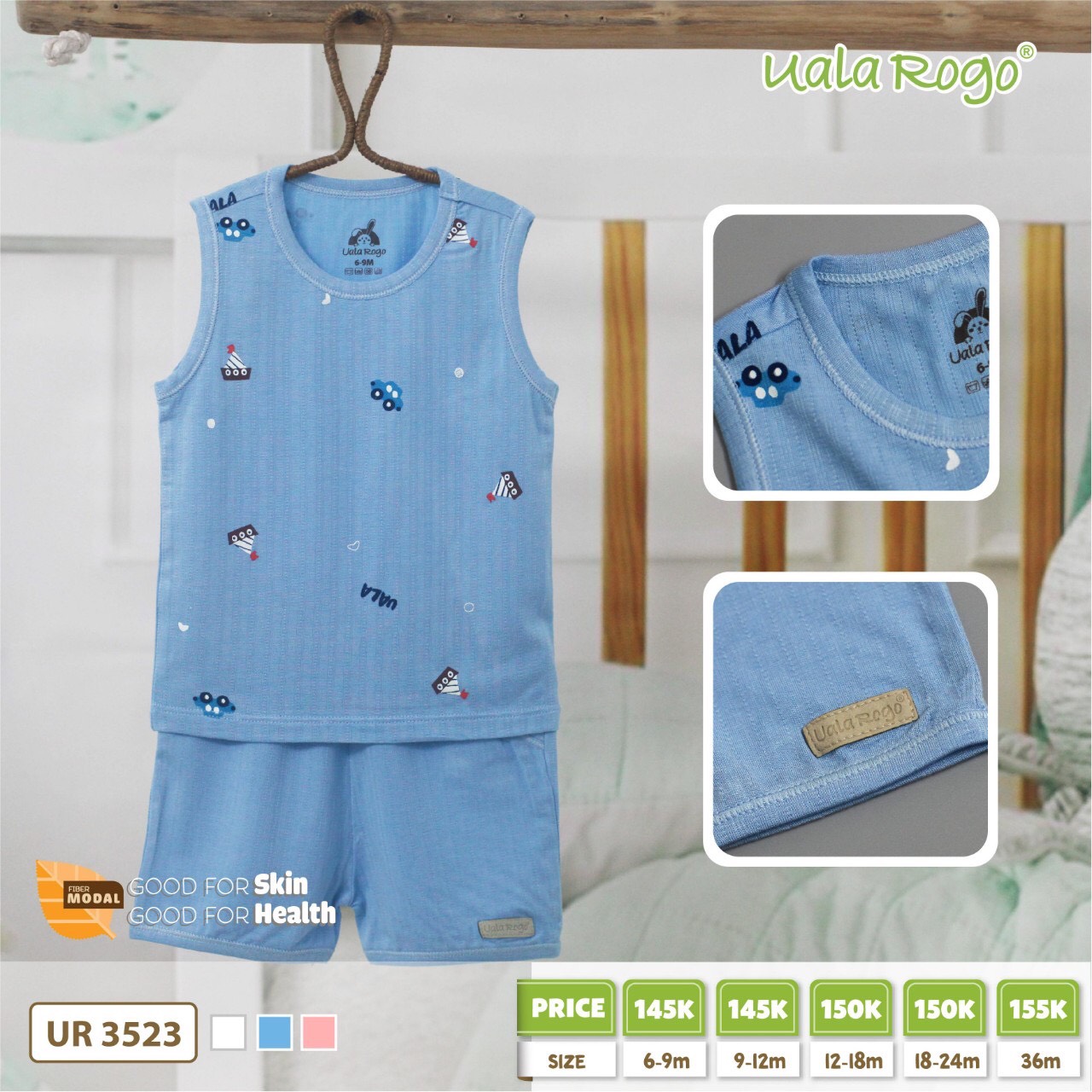 UR3523 - Bộ quần áo ba lỗ UalaRogo vải Modal thoáng mát, co giãn tốt, lên form đẹp