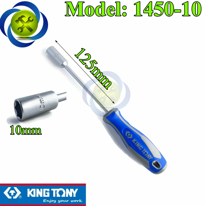 Cán vặn đầu tuýp 10mm kingtony 1450-10 dài 125mm cán cao su