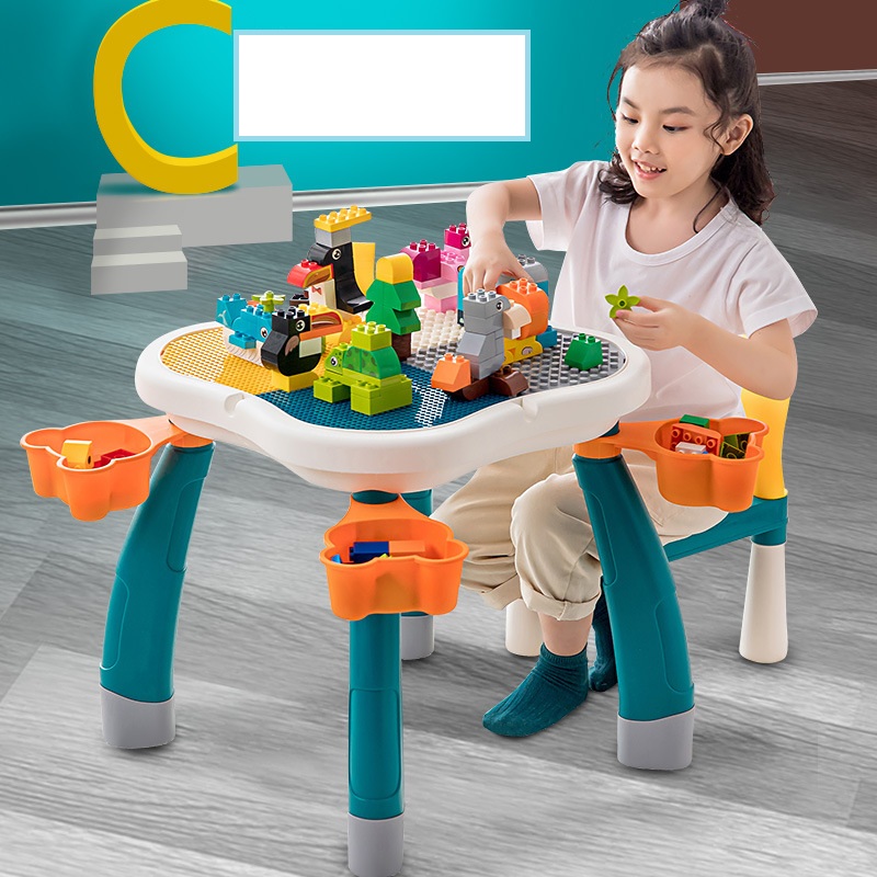 Bộ bàn lego đa năng cho bé hoa anh đào, Bàn học cho bé kèm chi tiết Lego