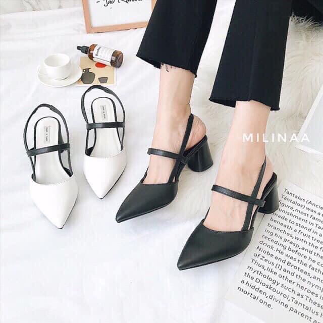 Giày sandanl tiểu thư mũi nhọn quay trước sau