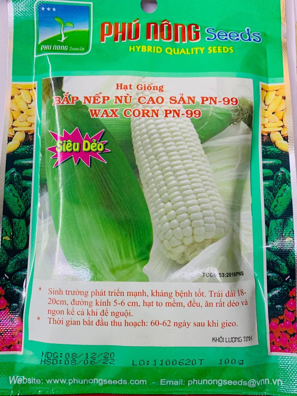 Hạt giống bắp nếp nù siêu dẻo phú nông 100gram