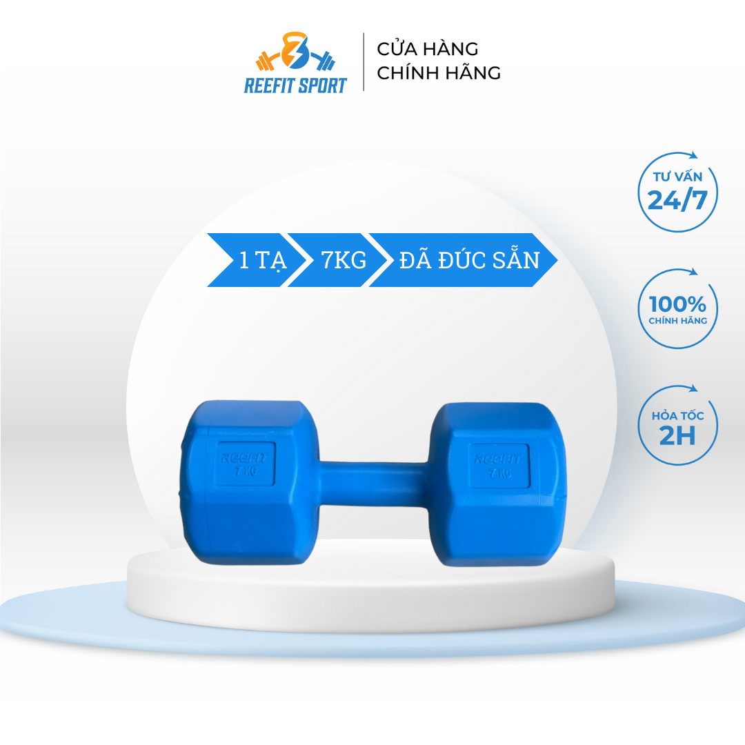 Tạ tay nhựa bát giác Reefit 7kg có ruột