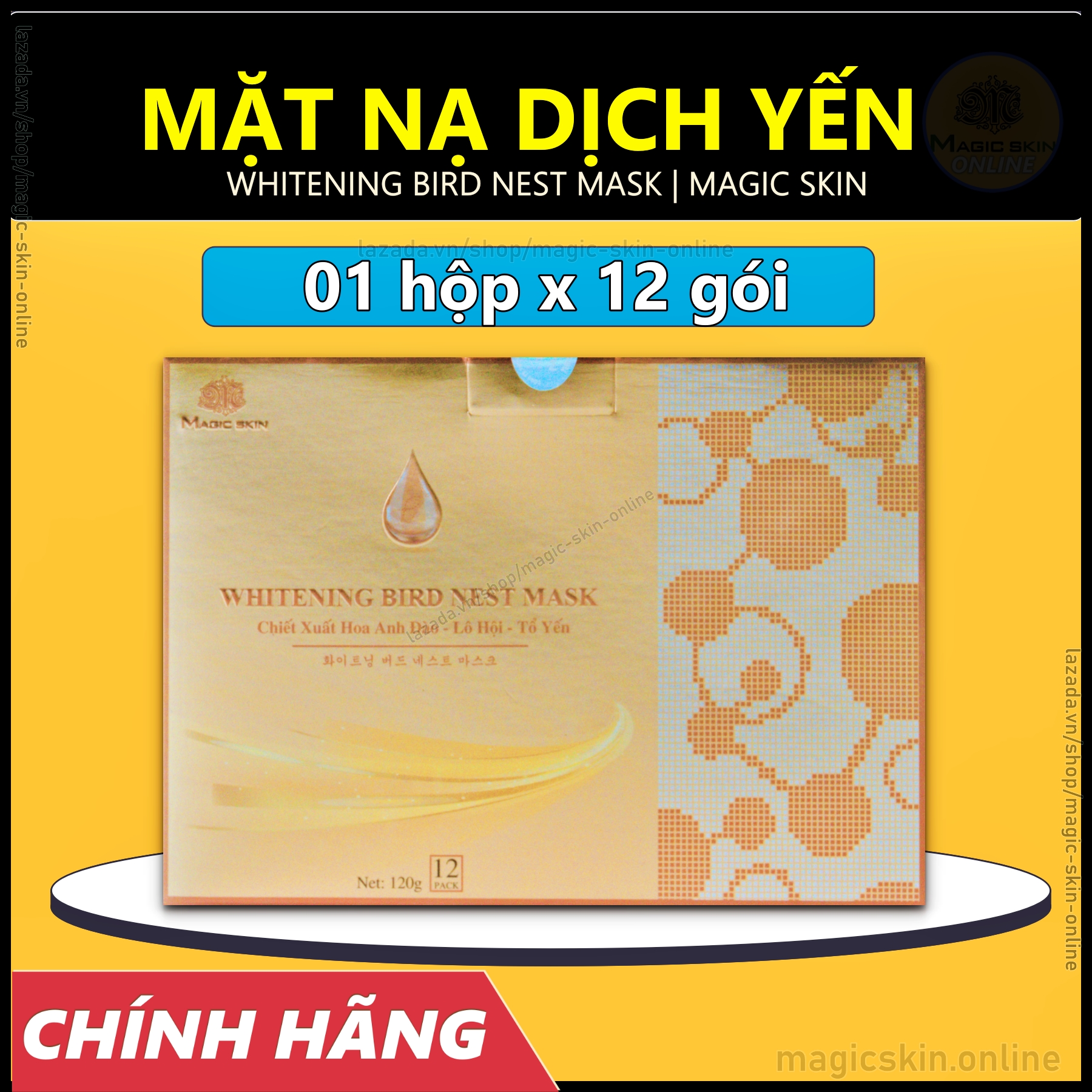 MẶT NẠ Ủ TRẮNG DỊCH YẾN Magic Skin 👍 Whitening Bird Nest Mask 👍 CHUẨN SPA ✔ CHÍNH HÃNG ⏺ Hộp 12 gói