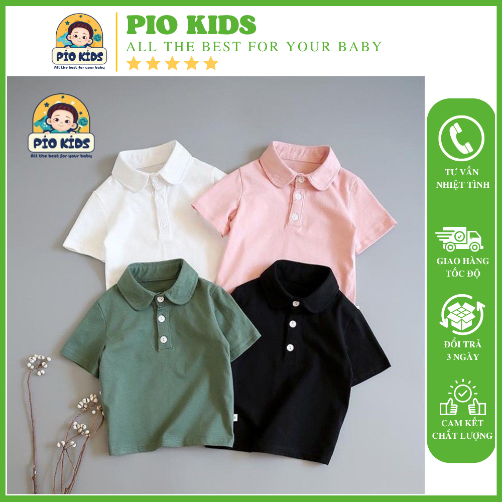 Áo thun Polo cao cấp bé trai/bé gái PiOKids dành cho bé từ 12kg -27kg