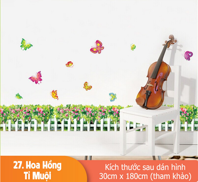 Decal trang trí chân tường Hoa Tỉ Muội-K27