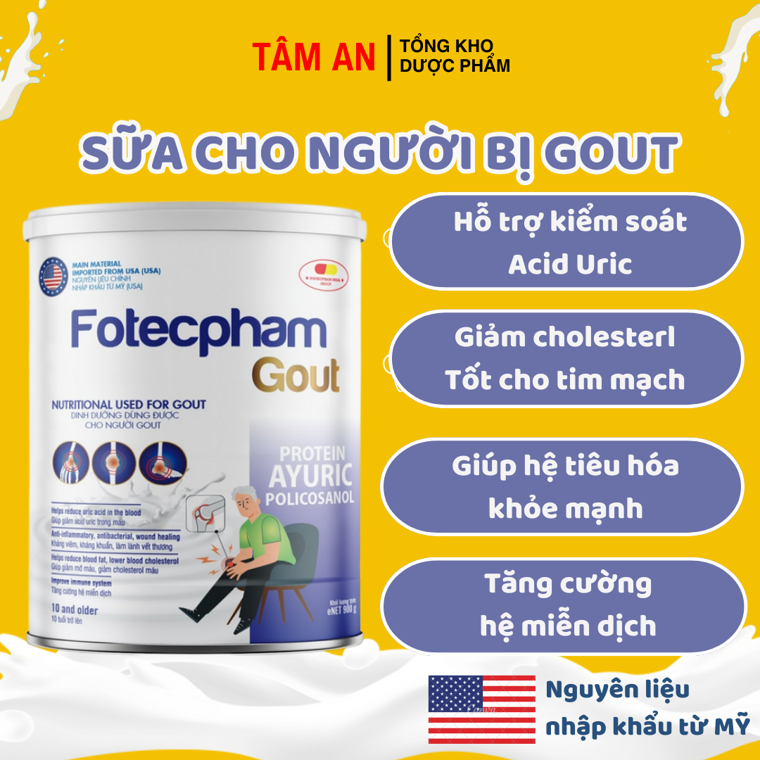 Fotecpham Gout Milk Powder 400g Supports Uric Acid Control, Reduces Cholesterol, Good for the Heart, Strengthens the Immune System, Calcium Nano Technology from America