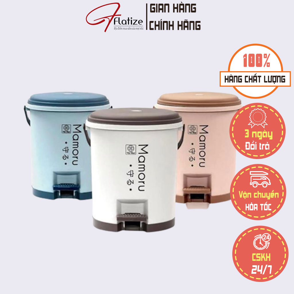 Thùng rác đạp chân, thùng rác thông minh inochi, sọt rác văn phòng, bật rác tròn 5l-10l - flatize