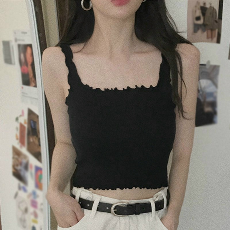 Áo croptop sát nách cuốn biên
