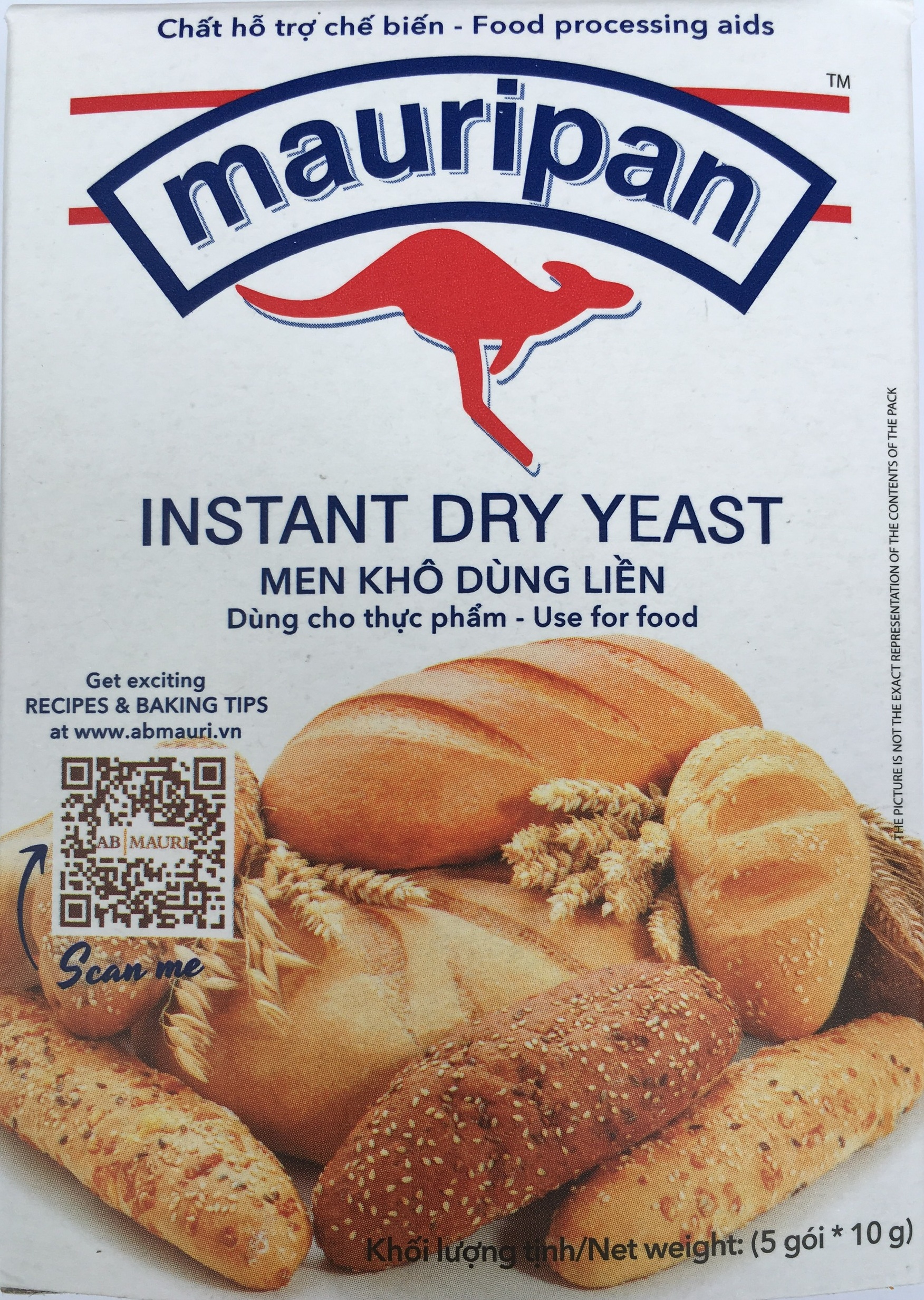 [Giá Sỉ + Quà Tặng] Combo 5 Hộp Men khô Mauripan/Men nở làm bánh mì (25 gói x 10g)