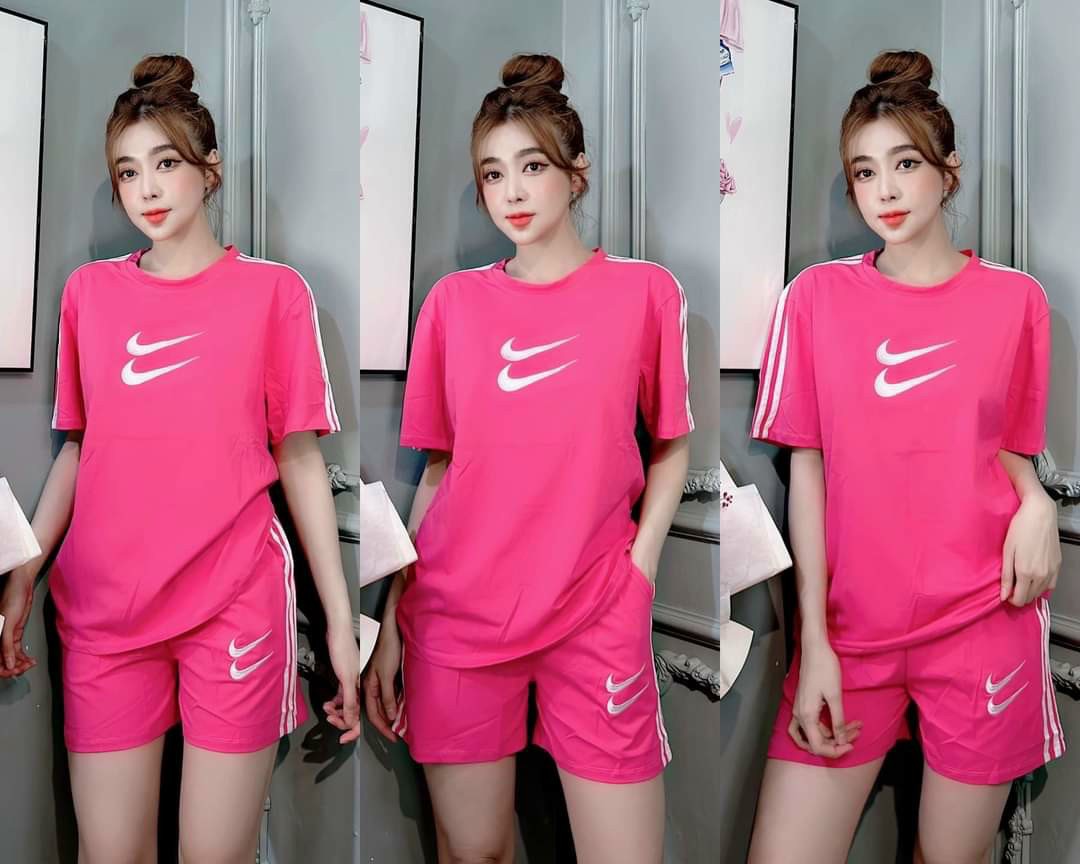Set bộ cotton đùi logo thêu chạy viền cực xinh - y hình