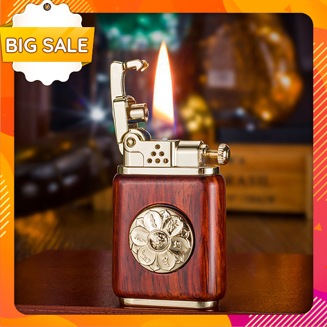 Vỏ Hộp Quẹt Bật Lửa Xăng Zorro Z602-101 Thiết Kế Họa Tiết Vòng Xoay Hoa Sen Vỏ Ốp Gỗ - Dùng Xăng Bấc Đá Cao Cấp  (KHÔNG XĂNG, KHÔNG GAS)