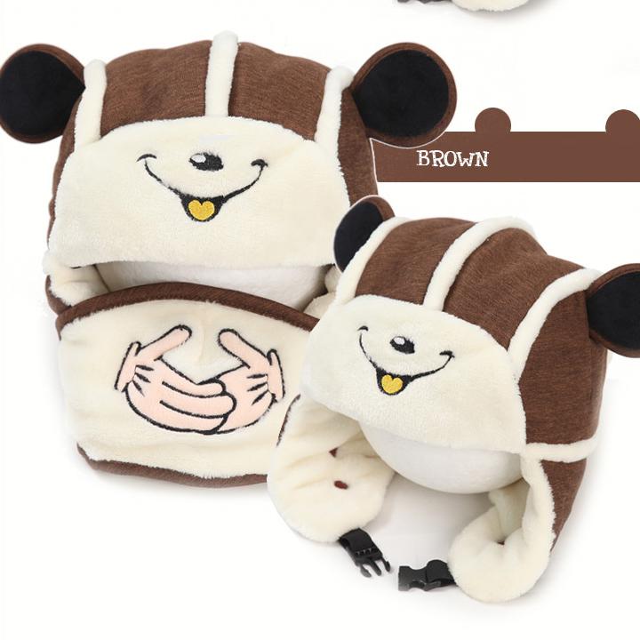 Mũ trùm đầu kèm khẩu trang cho bé có cúc bấm rời Mũ phi công giữ ấm bảo vệ đầu và họng cho bé yêu khi đi xe máy mùa đông