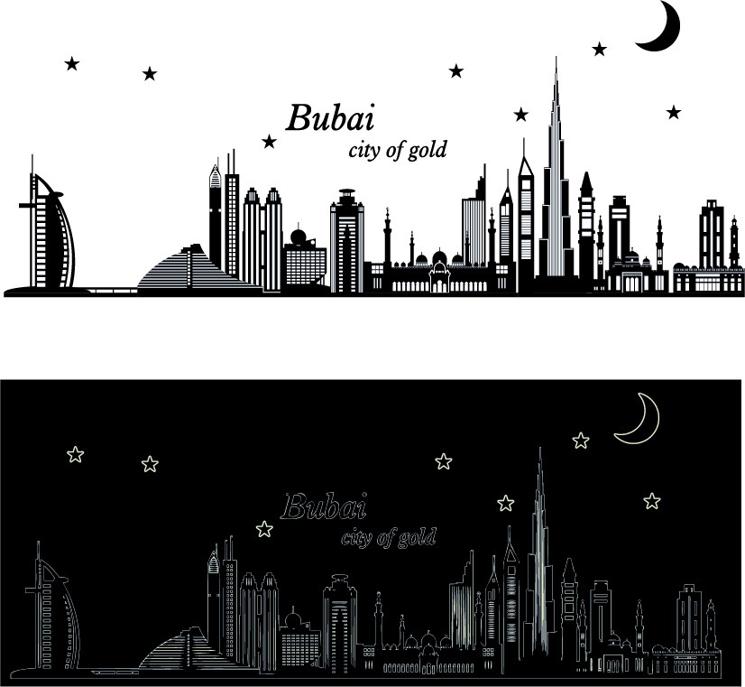 Decal dán tường thành phó dubai dạ quang ABQ 9616