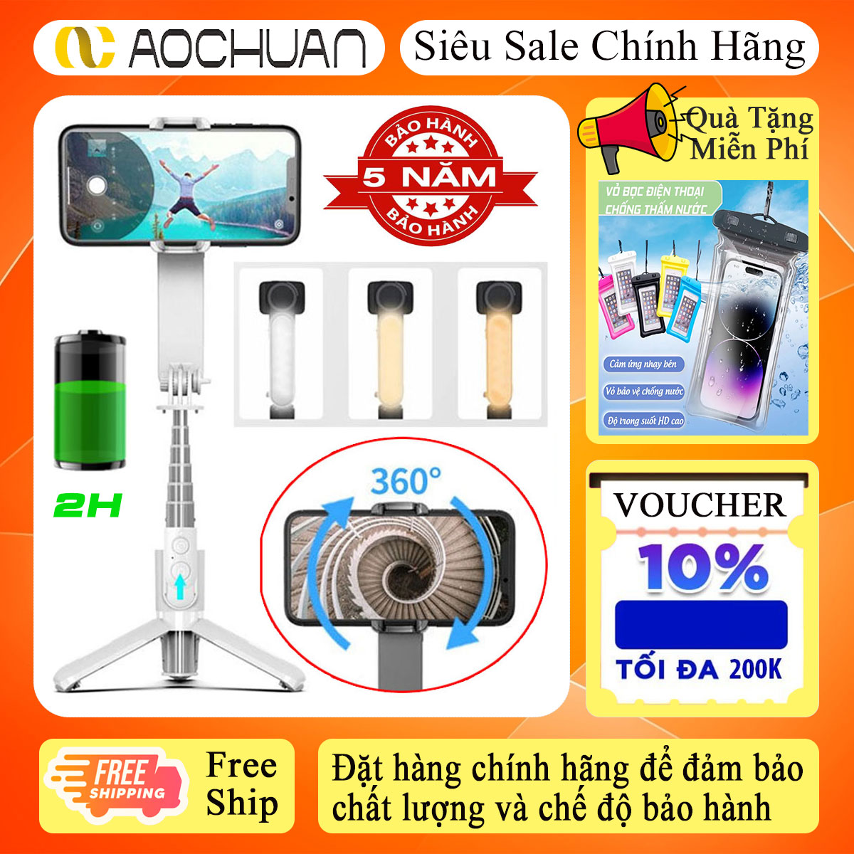 Gimbal Chống Rung Cho Điện Thoại AOCHUAN L09, Gimbal Stabilizer, Gimbal Chống Rung Quay Video Chuyển Động Mượt Mà, Selfie Stick