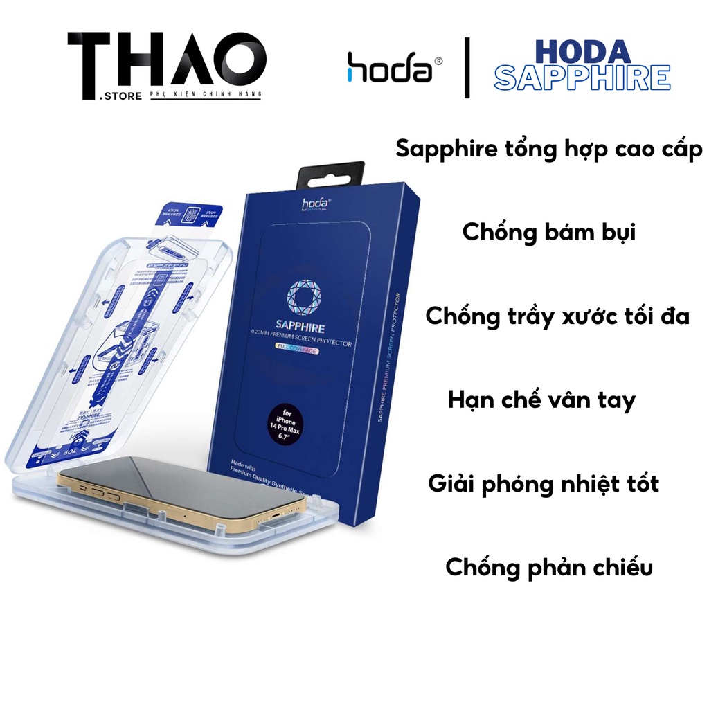 Cường lực cao cấp sapphire hoda ip 13/13pro/13promax/14/14plus/14promax