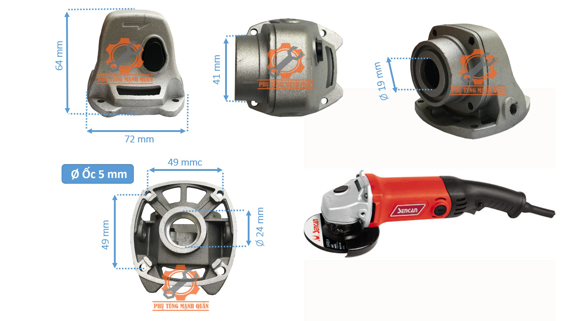 Đầu nhôm máy mài Sencan 541002 hoặc 541003