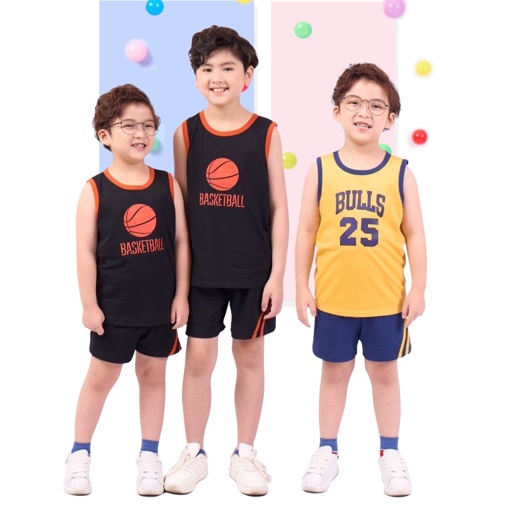 "Đồ bộ quần áo thun cotton thể thao cho bé trai, bé gái mùa hè Econice B03. Size trẻ em 5-12 tuổi"