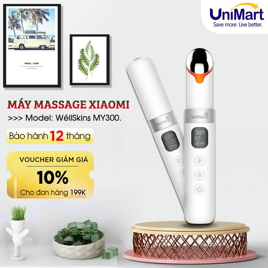 Máy Làm Đẹp Da Mặt Massage Mắt Cao Cấp Xiaomi WéllSkins MY300 - 3 Chế Độ Nhiệt 3 Mức Massage Riêng Biệt - Tuổi Thọ Pin Cực Cao Lên Tới 30 Ngày Sử Dụng - Hàng Chính Hãng
