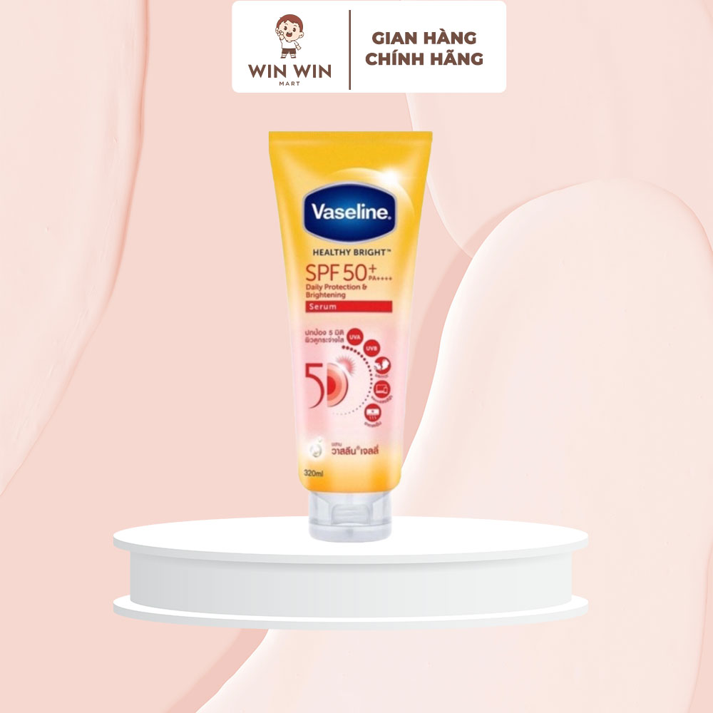 Sữa dưỡng thể chống nắng vaseline 50x healthy bright daily protection & brightening serum spf50 thái lan tuýp 320ml