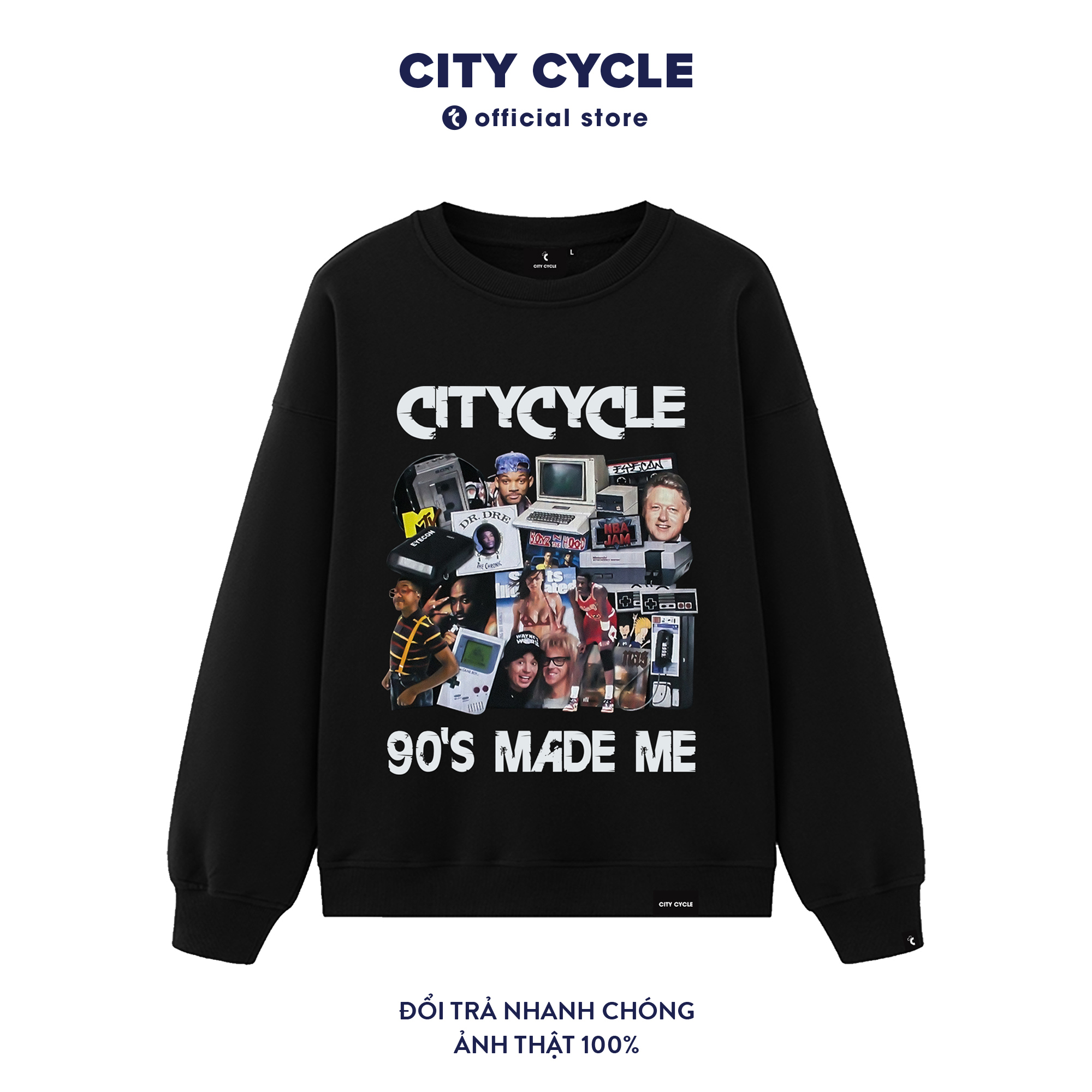 Áo sweater nỉ unisex 1990s City Cycle - áo nỉ sweater unisex form rộng in hình Local Brand