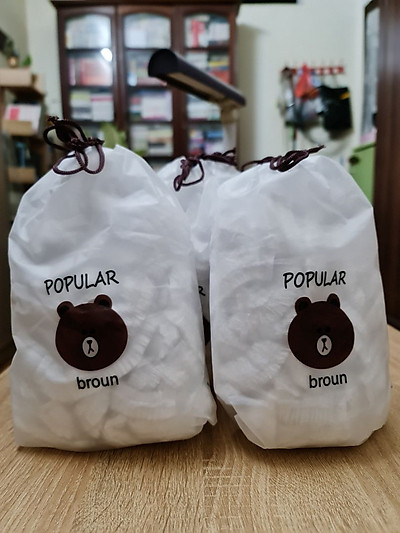 MÀNG BỌC THỰC PHẨM PE CÓ CHUN BỌC ĐỒ ĂN TÚI 100 CÁI