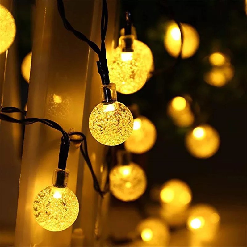 (Cắm Điện) Dây Đèn Led Cherry Ball Bi Bọt Bóng Pha Lê Có Phích Nối Dài Dây Trang Trí Tiệc Noel Lễ Tết