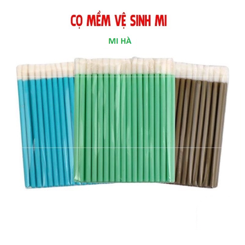 1 Bịch 50 Cây Tăm Bông Vệ sinh Mi Tăm Tháo Mi Đầu To Cọ Mềm Gỡ Mi Túi 50 Cây_Phụ Kiện Ngành Mi