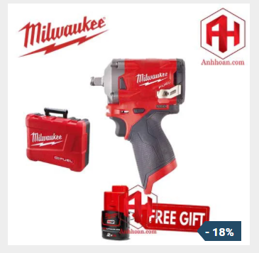 Tặng pinmilwaukee thân máy vặn ốc bulong pin 12v stubby m12 fiwf12-0