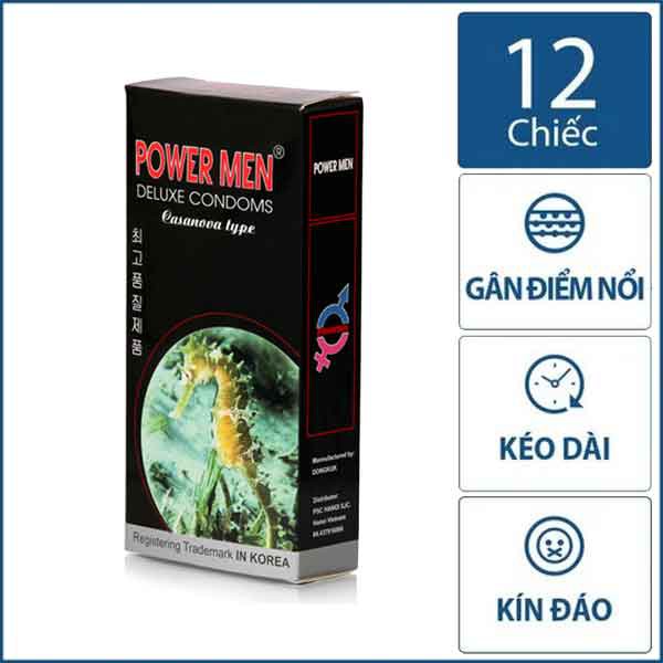 Bao cao su power men cá ngưa đen – hộp 12 chiếc