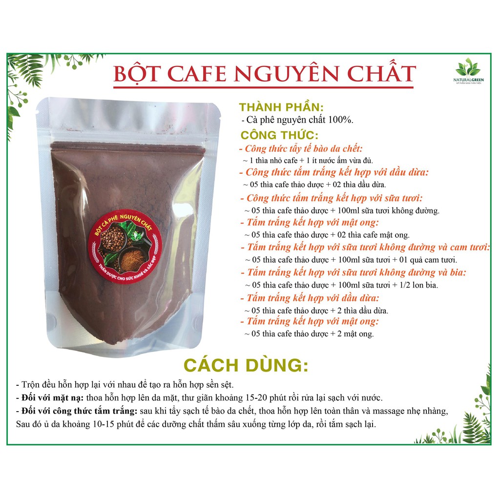 ( loai 1 ) Bột cà phê nguyên chất dưỡng da , tẩy da chết, đắp mặt , trắng da