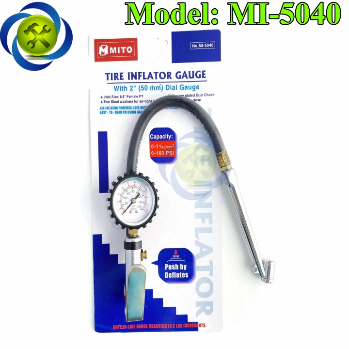 Dụng cụ bơm lốp xe có đồng hồ mito mi-5040
