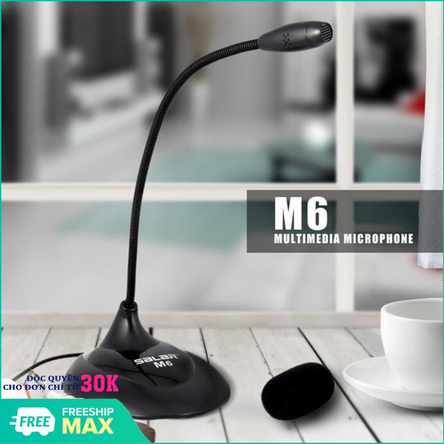 Mic hát karaoke, thu âm trên PC, Laptop giá rẻ Salar M6 + Tặng bộ 10 đôi đũa tre đẹp - Micro thu âm đàm thoại máy tính PC Mic Salar M6 -Mic thu âm M6 Salar lọc tiếng chuẩn giá rẻ